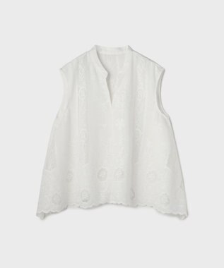 GRACE CONTINENTAL 刺繍スキッパートップ ホワイト
