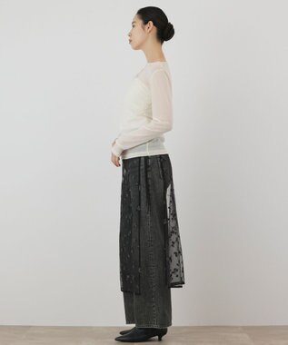 GRACE CONTINENTAL フロッキードレープトップス ホワイト