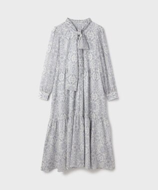 GRACE CONTINENTAL ダマスク柄風プリントワンピース グレー