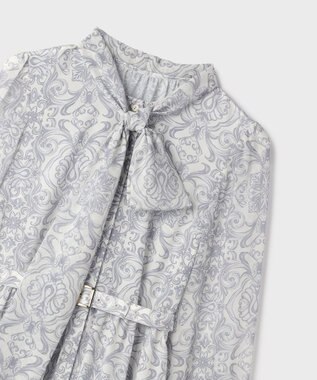 GRACE CONTINENTAL ダマスク柄風プリントワンピース グレー