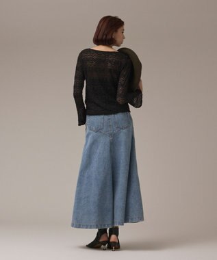GRACE CONTINENTAL エンボスデニムスカート ブルー