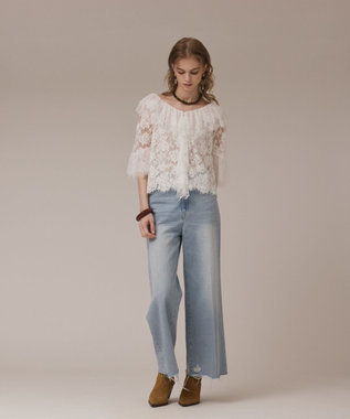 GRACE CONTINENTAL レースコンビフリルブラウス ホワイト