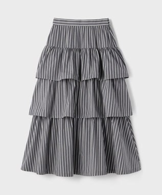 GRACE CONTINENTAL ストライプラッフルスカート ブラック