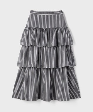 GRACE CONTINENTAL ストライプラッフルスカート ブラック