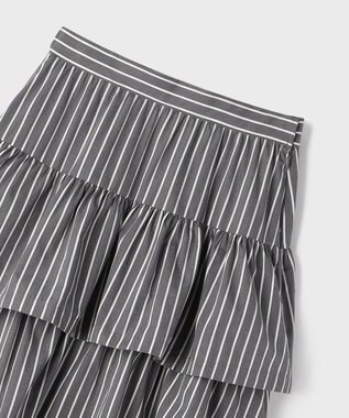 GRACE CONTINENTAL ストライプラッフルスカート ブラック