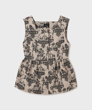 GRACE CONTINENTAL アニマルジャガードペプラムベスト ベージュ