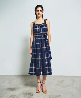 GRACE CONTINENTAL ロープチェックワンピース ネイビー