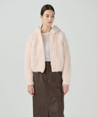 GRACE CONTINENTAL 起毛ニットパーカー ピンク