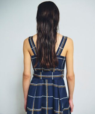 GRACE CONTINENTAL ロープチェックワンピース ネイビー