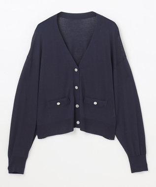 GRACE CONTINENTAL ルーズVネックニットカーディガン ネイビー