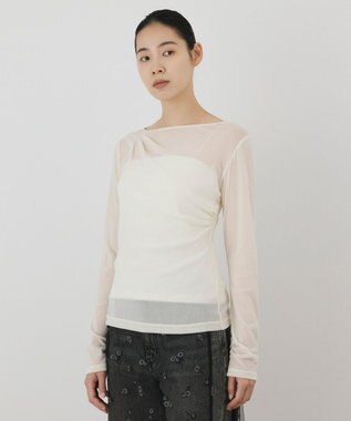 GRACE CONTINENTAL フロッキードレープトップス ホワイト