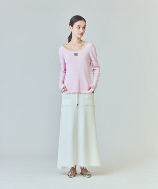 GRACE CONTINENTAL ロゴ刺繍リブトップ ピンク