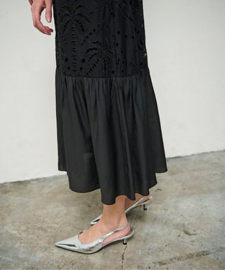 GRACE CONTINENTAL ヤシ柄カットワークワンピース ブラック