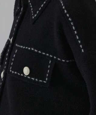 GRACE CONTINENTAL ステッチニットジャケット ブラック