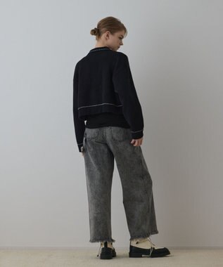 GRACE CONTINENTAL ステッチニットジャケット ブラック