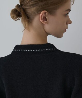 GRACE CONTINENTAL ステッチニットジャケット ブラック