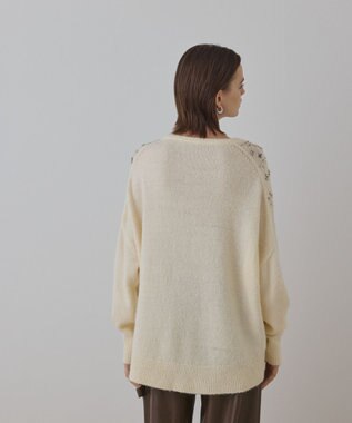 GRACE CONTINENTAL フェアアイル刺繍ニットトップ キナリ