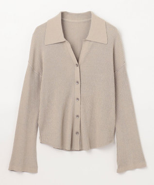 GRACE CONTINENTAL スラブリブシャツニットトップ ベージュ