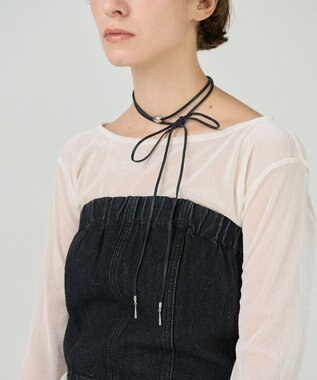 GRACE CONTINENTAL レザーロングチョーカー ブラック