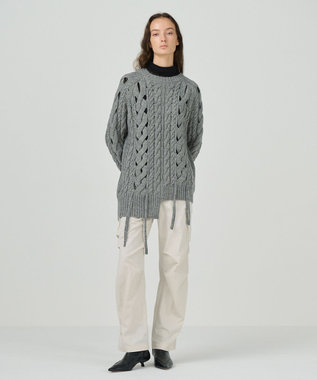 GRACE CONTINENTAL オーバーケーブルニットトップ グレー