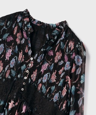 GRACE CONTINENTAL サラサプリントティアードワンピース ブラック