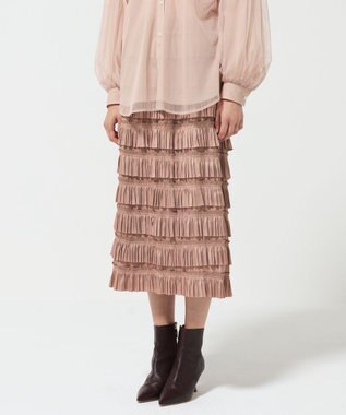 GRACE CONTINENTAL フリルタイトスカート ブラウン