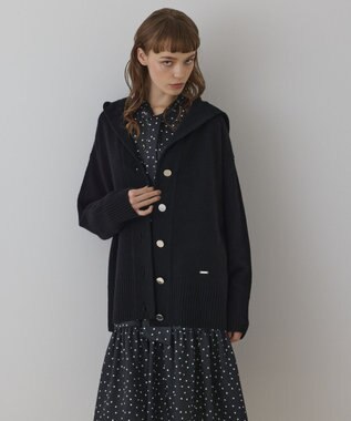 GRACE CONTINENTAL ウールフードニットカーディガン