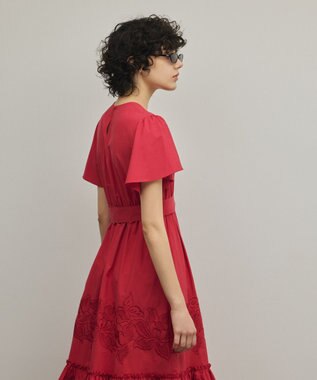 GRACE CONTINENTAL カットワーク刺繍ワンピース レッド