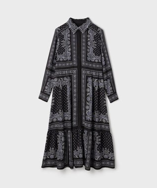 GRACE CONTINENTAL バンダナプリントシャツワンピース ブラック