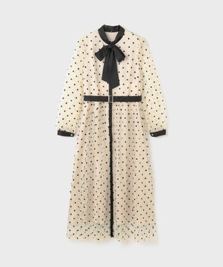 GRACE CONTINENTAL ビーズ刺繍ドットドレス キナリ