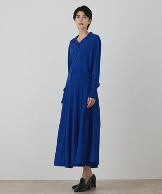 GRACE CONTINENTAL プリーツニットワンピース ブルー