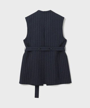 GRACE CONTINENTAL ストライプノーカラージレ ネイビー