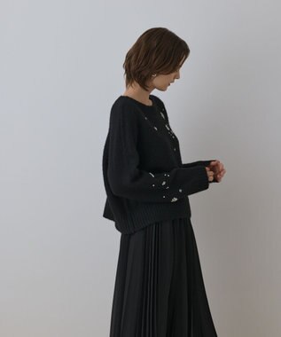 GRACE CONTINENTAL ビジューニットトップ ブラック