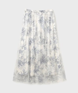 GRACE CONTINENTAL シャドーフラワープリントスカート グレー