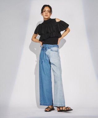 GRACE CONTINENTAL ワイドデニムパンツ バイカラー
