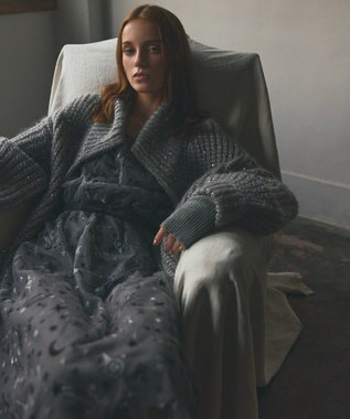 GRACE CONTINENTAL スペースembチュールドレス グレー