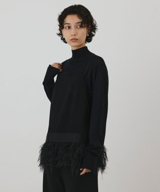 GRACE CONTINENTAL フェザーヘムキャミトップ ブラック