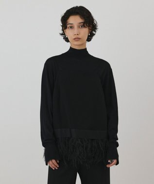 GRACE CONTINENTAL フェザーヘムキャミトップ ブラック