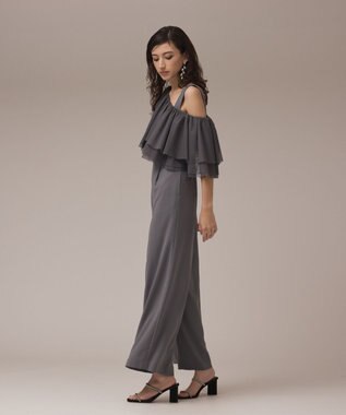 GRACE CONTINENTAL フリルケープサロペット グレー