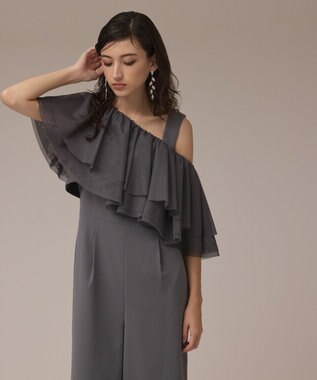 GRACE CONTINENTAL フリルケープサロペット グレー