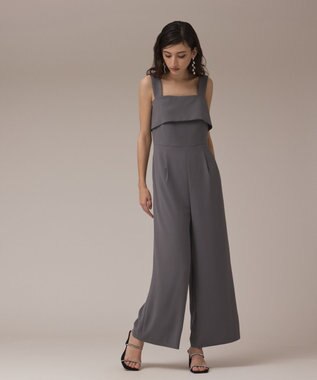 GRACE CONTINENTAL フリルケープサロペット グレー