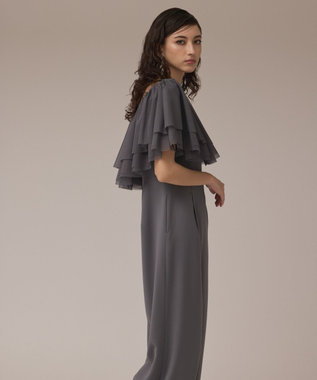 GRACE CONTINENTAL フリルケープサロペット グレー