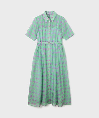 GRACE CONTINENTAL ドローイングプリントワンピース グリーン