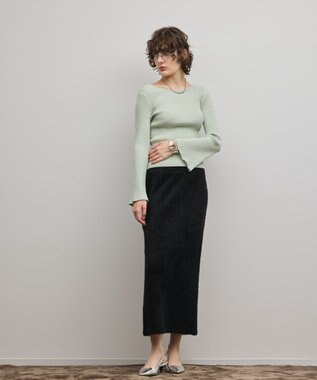 GRACE CONTINENTAL アイレットリブニットトップ グリーン