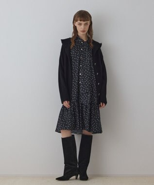 GRACE CONTINENTAL ウールフードニットカーディガン ブラック