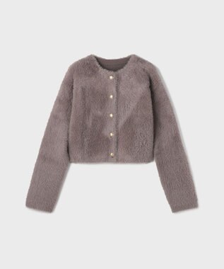 GRACE CONTINENTAL フェザーショートニットカーディガン グレー