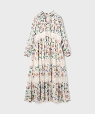 GRACE CONTINENTAL サラサプリントティアードワンピース キナリ