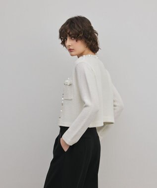 GRACE CONTINENTAL ブレードツイードニットジャケット ホワイト