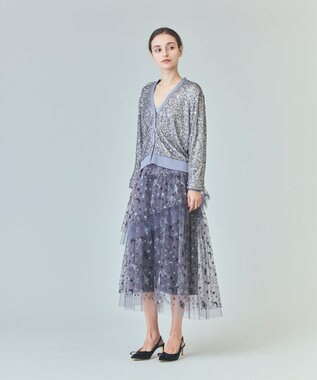 GRACE CONTINENTAL スペースembチュールスカート グレー