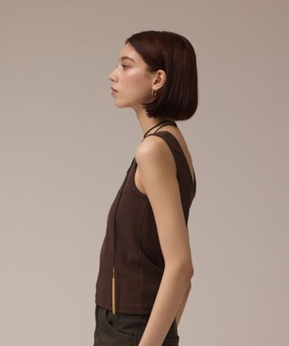 GRACE CONTINENTAL テレコリブトップ ブラウン